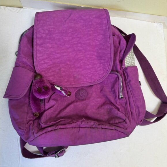 Kipling Ravier Medium Nylon Backpack Bag Pockets Monkey Lightweight Purple Charm - Picture 5 of 16